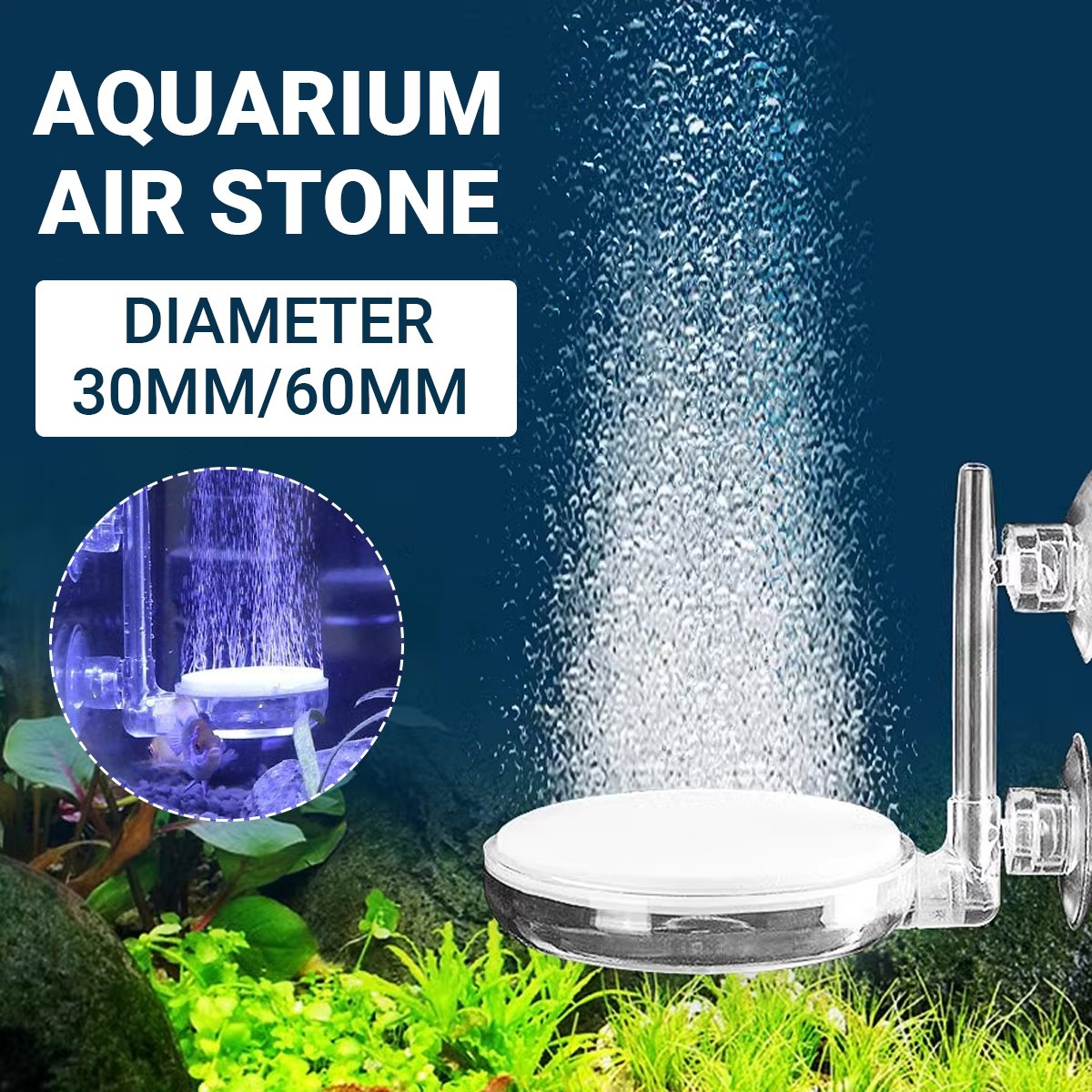 Aquarium Air Stones Quiet Bubble Stone Aerator Head Fish Tank Oxygen Pump Nano Air Disc Atomizer