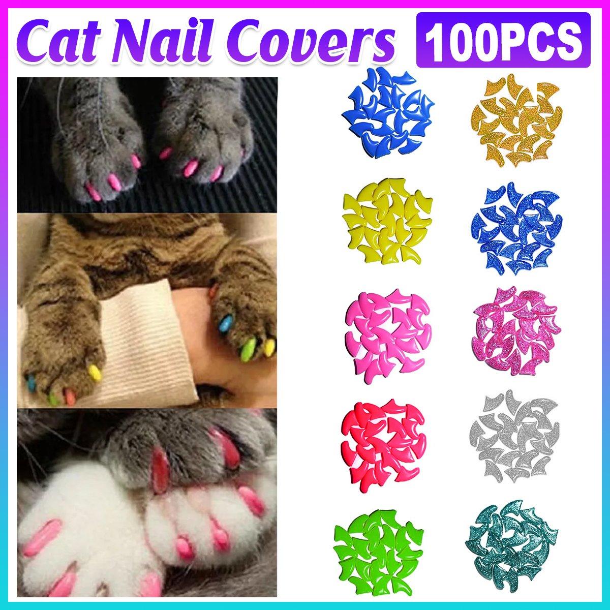 100pcs Cat Nail Caps Anti-Scratch Soft Claw Protectors for All Sizes