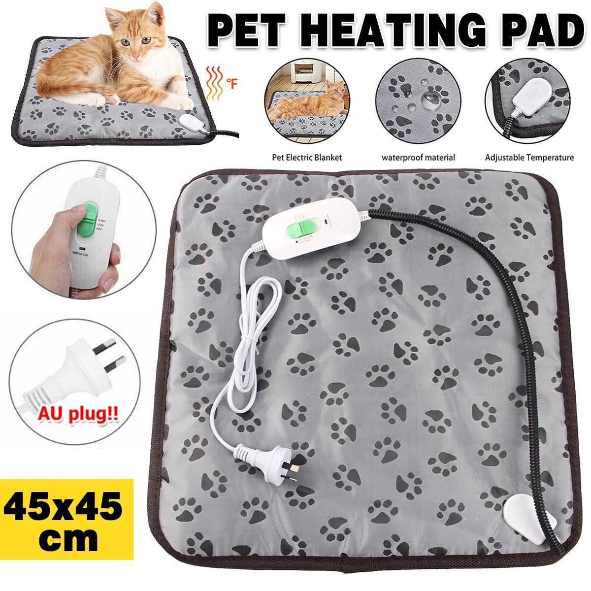 Electric Pet Heating Pad Waterproof Cover Dogs Cats Bed Blanket