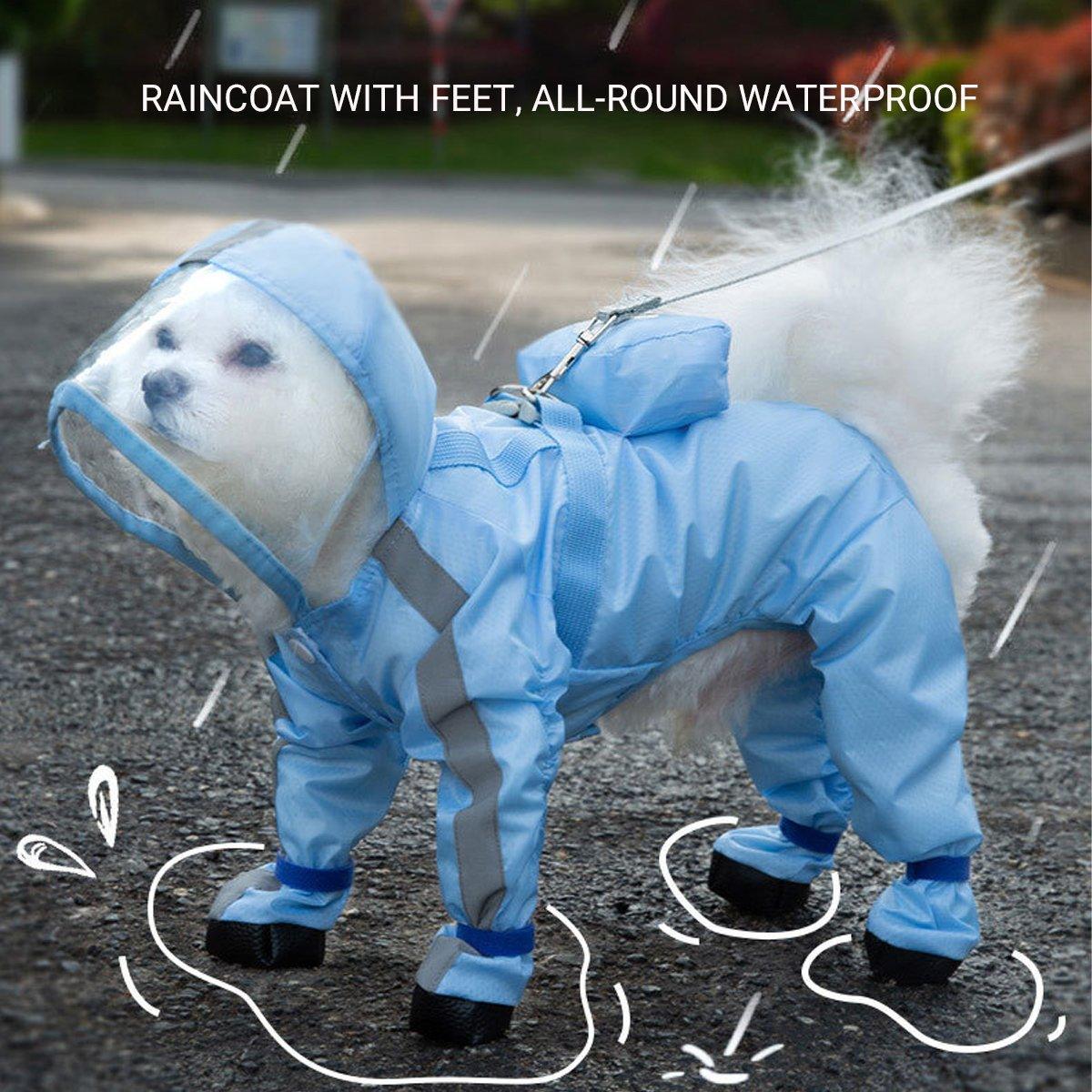 Waterproof Dog Raincoat with Feet Full Coverage Pet Rainy Clothes for Small Dogs