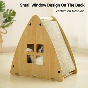 Wooden Triangle Cat Scratching Board Cat Nest 2in1 Claw Sharpening Cat Toys