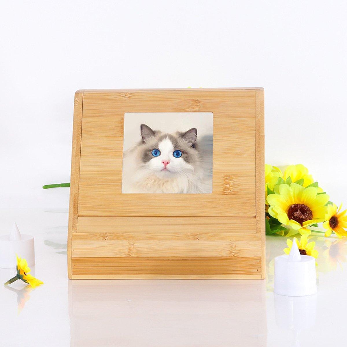 Wooden Pet Memorial Urn for Ashes with Photo Frame