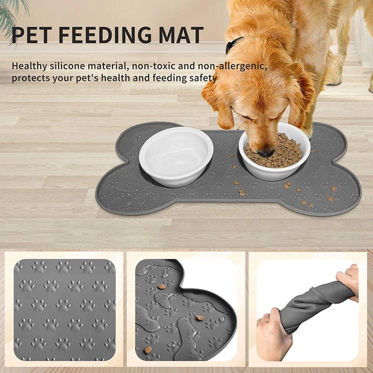 Silicone Pet Feeding Food Mat Bone Waterproof Non-slip Cat Dog Bowl Placemat Dish