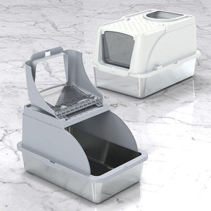 Durable Stainless Steel Litter Box with Flip Cover