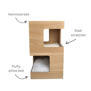 Cat Climbing Rack and Nest Solid Wood with Double-Layer Bed & Vertical Jumper