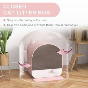 Fully Enclosed Cat Litter Box Large Litter Box with Drawer Cat Toilet Tray