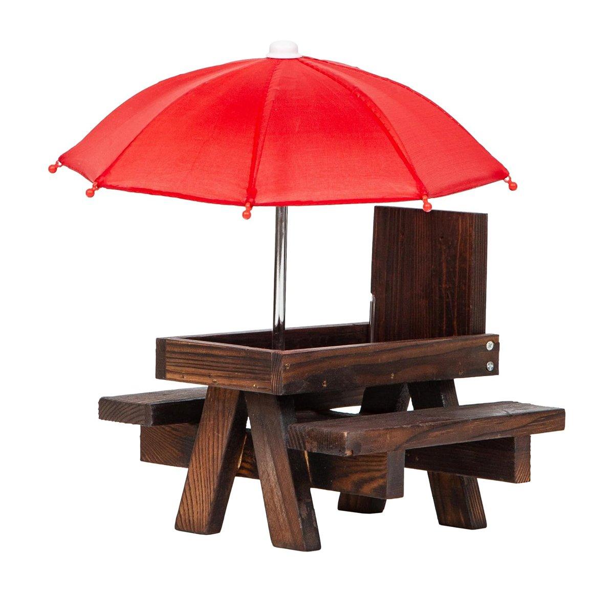 Weatherproof Wooden Squirrel Feeder Durable Outdoor Picnic Table