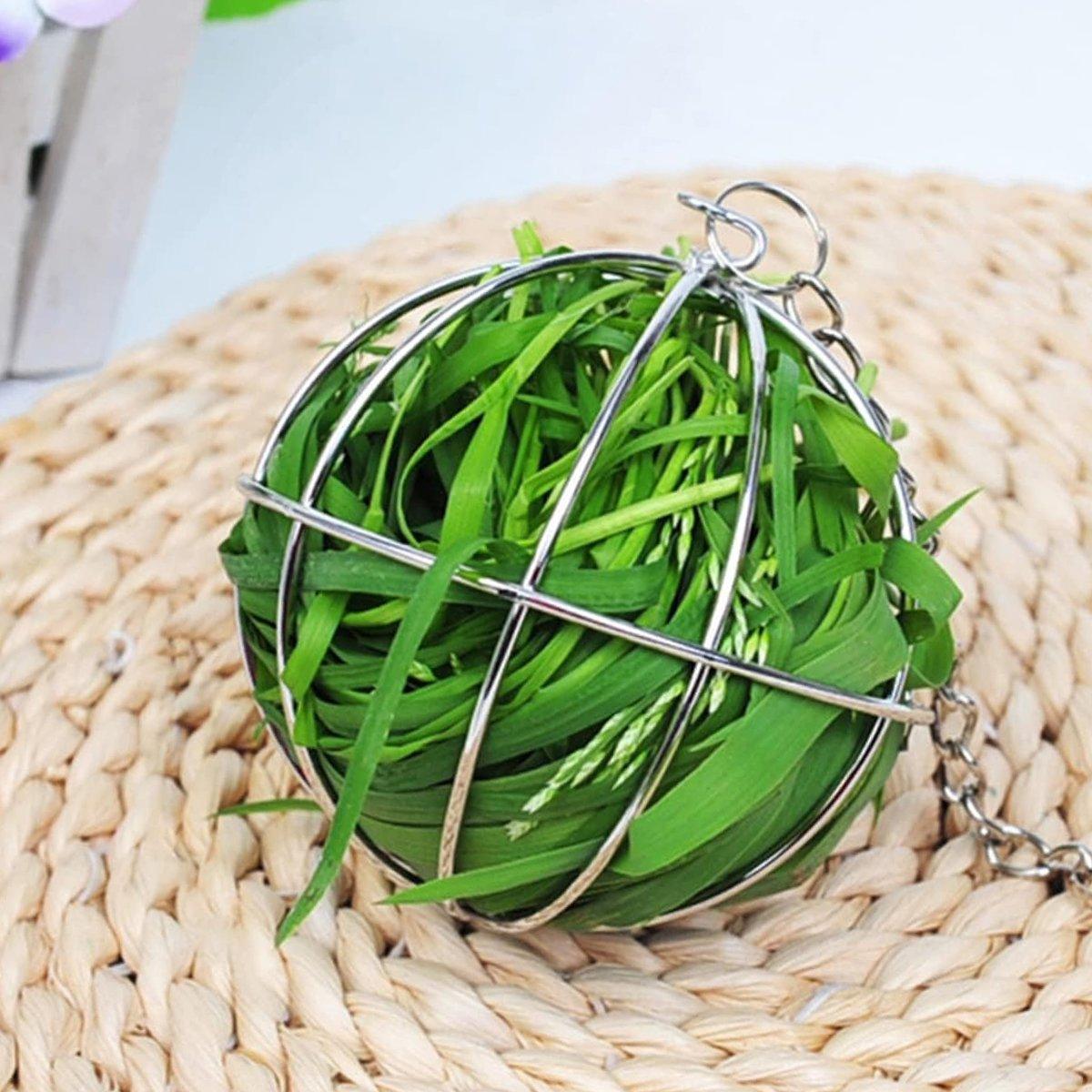 Hanging Grass Ball for Small Pets Stainless Steel Hay Feeder for Rabbits & Guinea Pigs