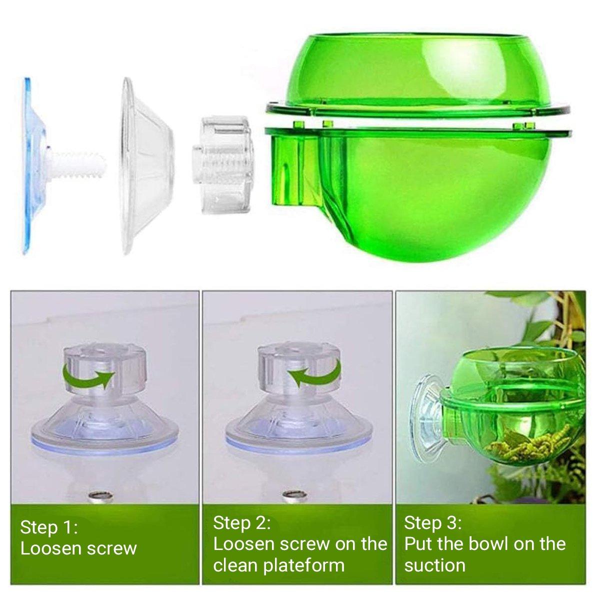 Suction Cup Reptile Feeder Bowl Anti-Escape Feeding Dish for Small Reptiles