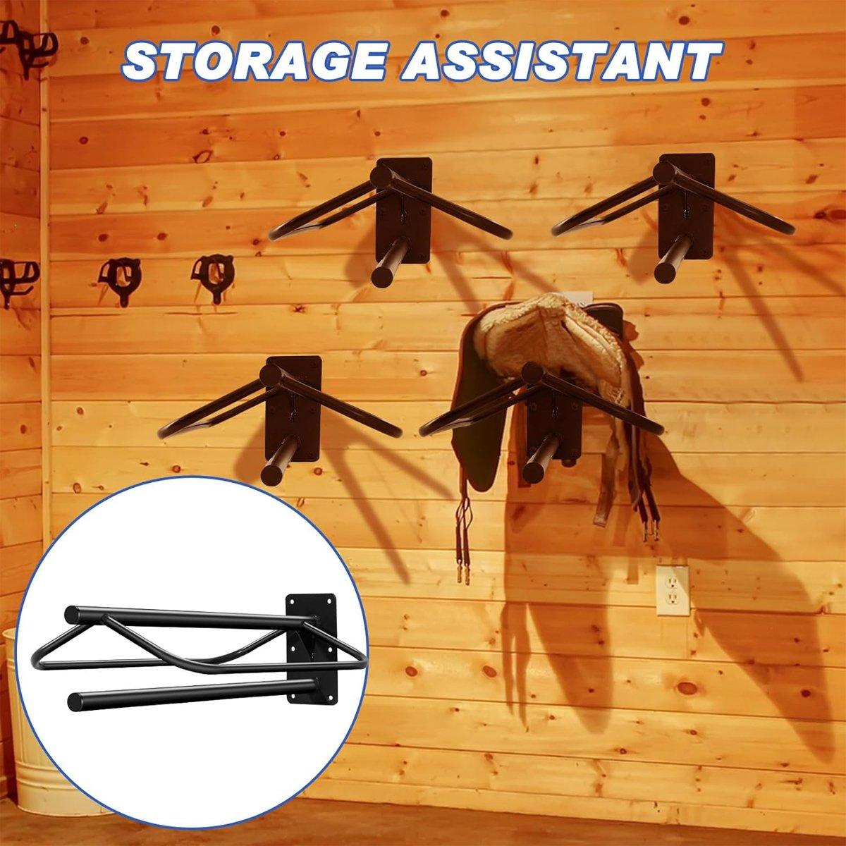 Wall-Mounted Saddle Rack With Double Saddle Pad Holder