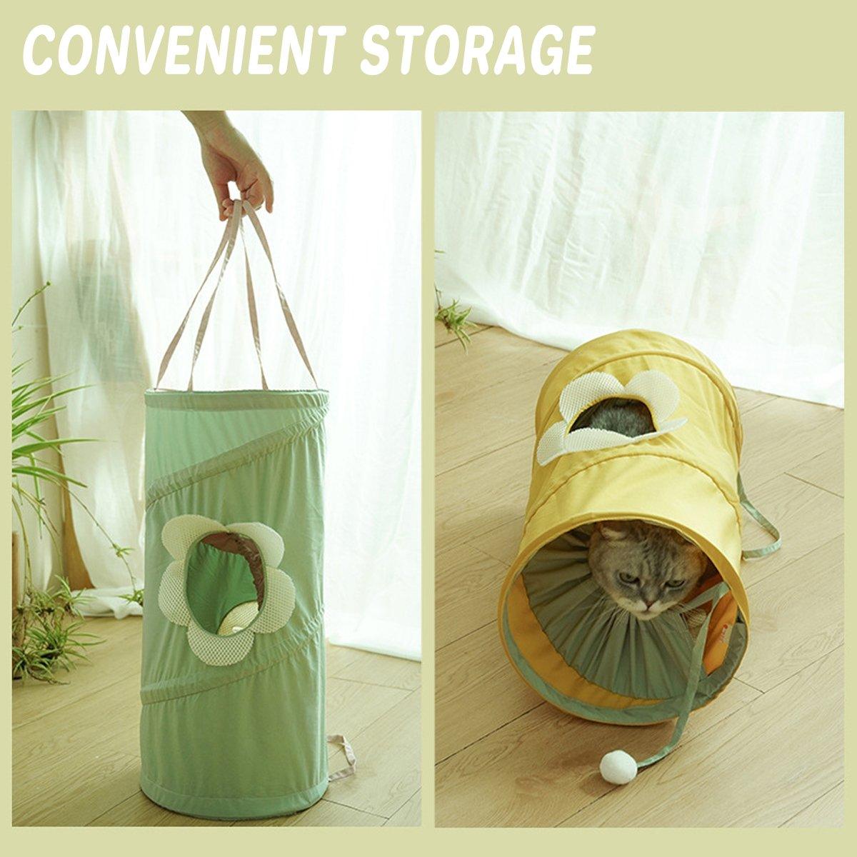 Spiral Folding Cat Play Tunnel Cooling Fabric Tunnel for Cats