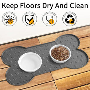 Silicone Pet Feeding Food Mat Bone Waterproof Non-slip Cat Dog Bowl Placemat Dish