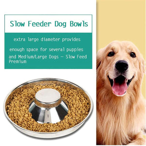 Stainless Steel Slow Feeder Dog Bowl Pet Food Basin Anti-choking Pet Bowl