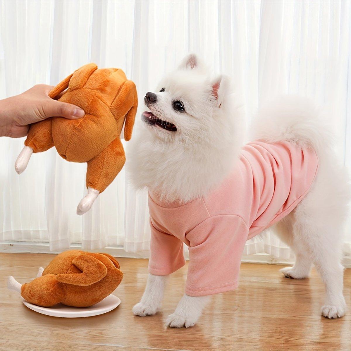 Durable Roast Chicken Plush Dog Toy with Squeaker Fun for All Dogs