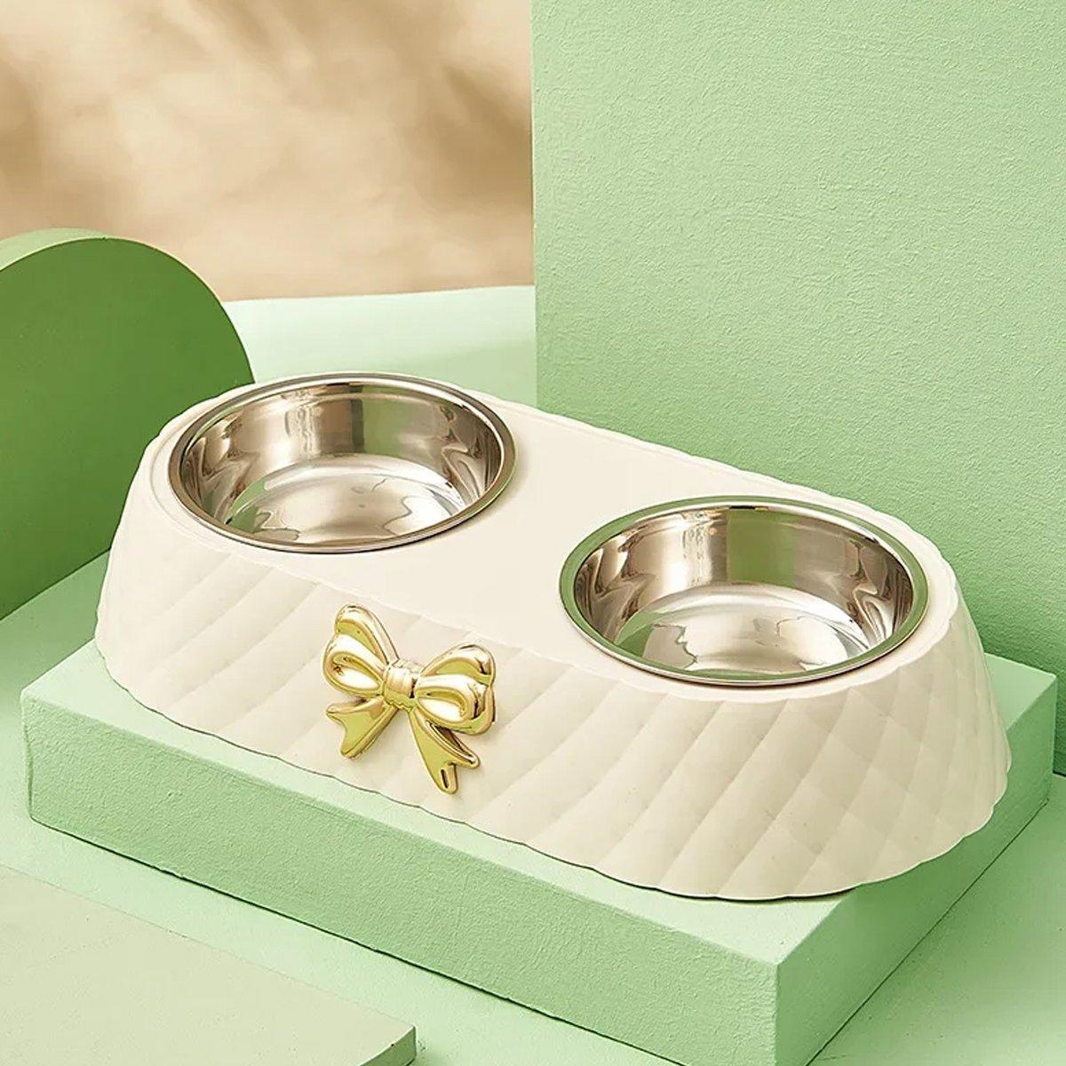 Stainless Steel Double Pet Bowl Non-Slip Anti-Knock Dog Cat Feeder