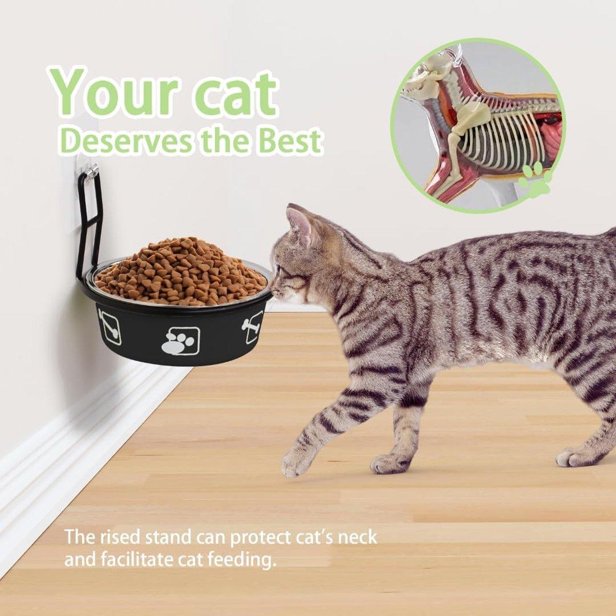 Wall-Mounted Stainless Steel Pet Bowl for Cats and Small Dogs Durable & Stylish