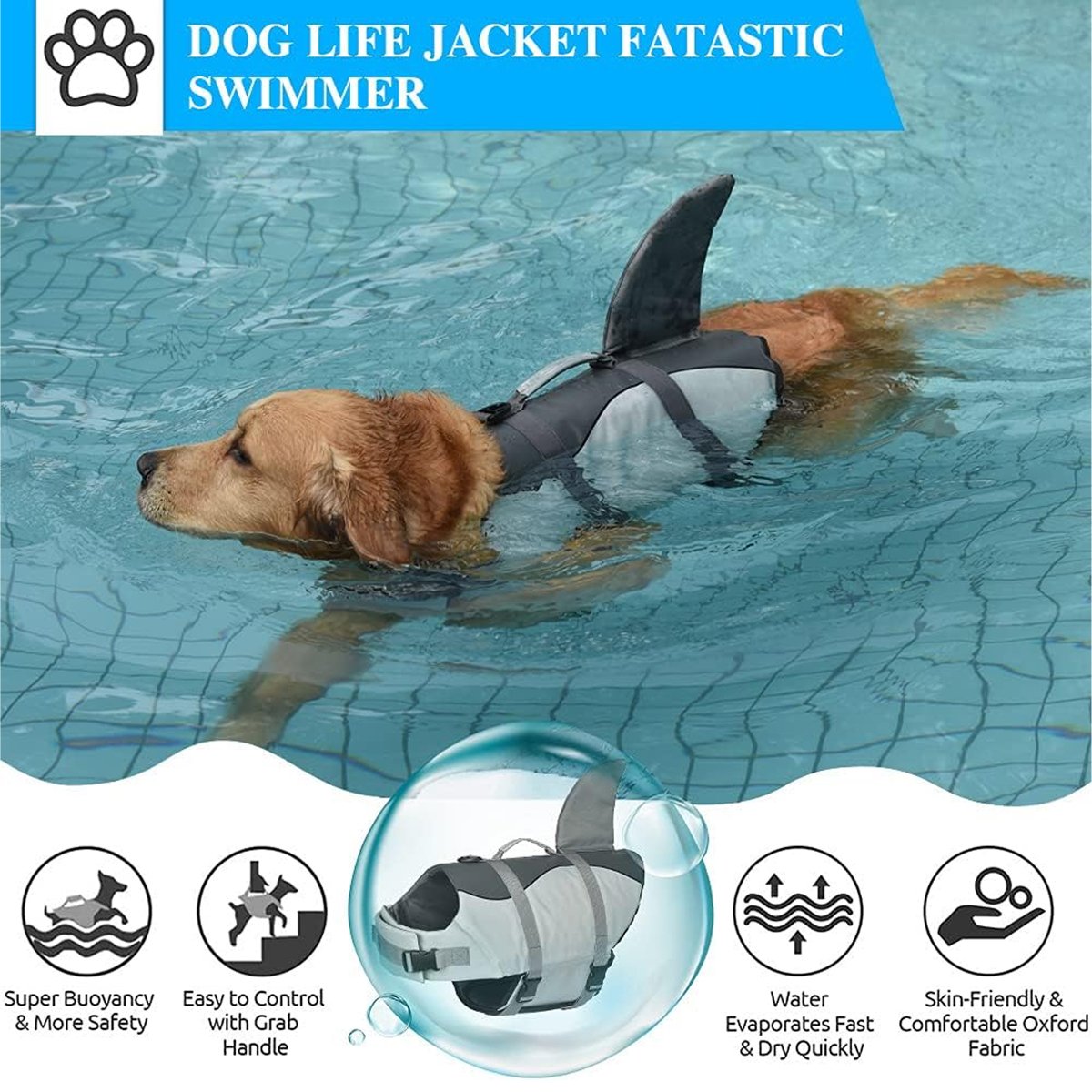 Pet Life Jacket Dog Swimsuit Outdoor Water Safety Gear for Swimming