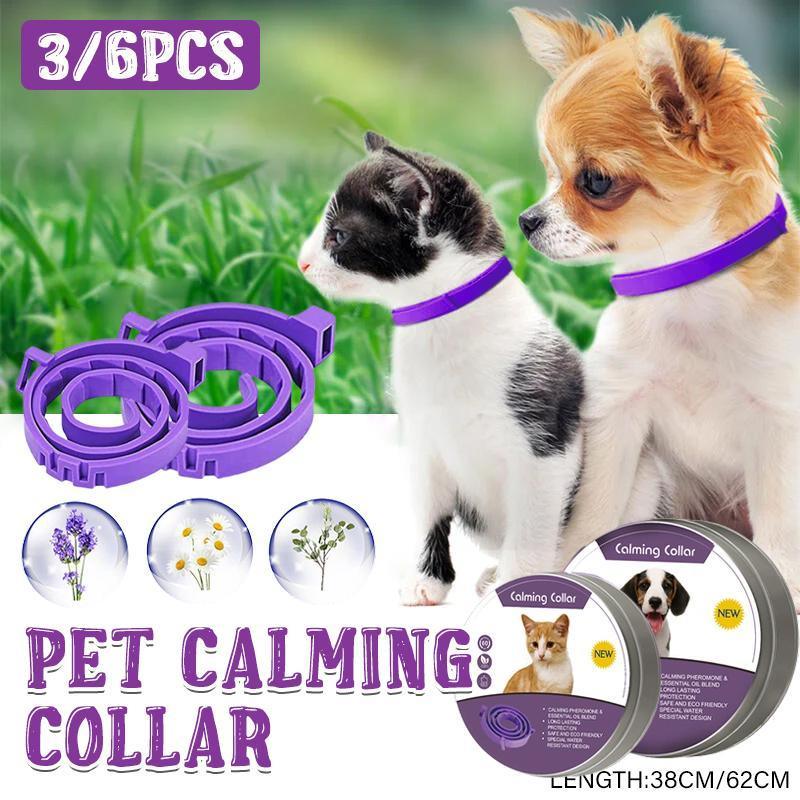 3/6PCS Pet Calming Collar Adjustable Anti-anxiety for Cats Dogs Stress Reduction