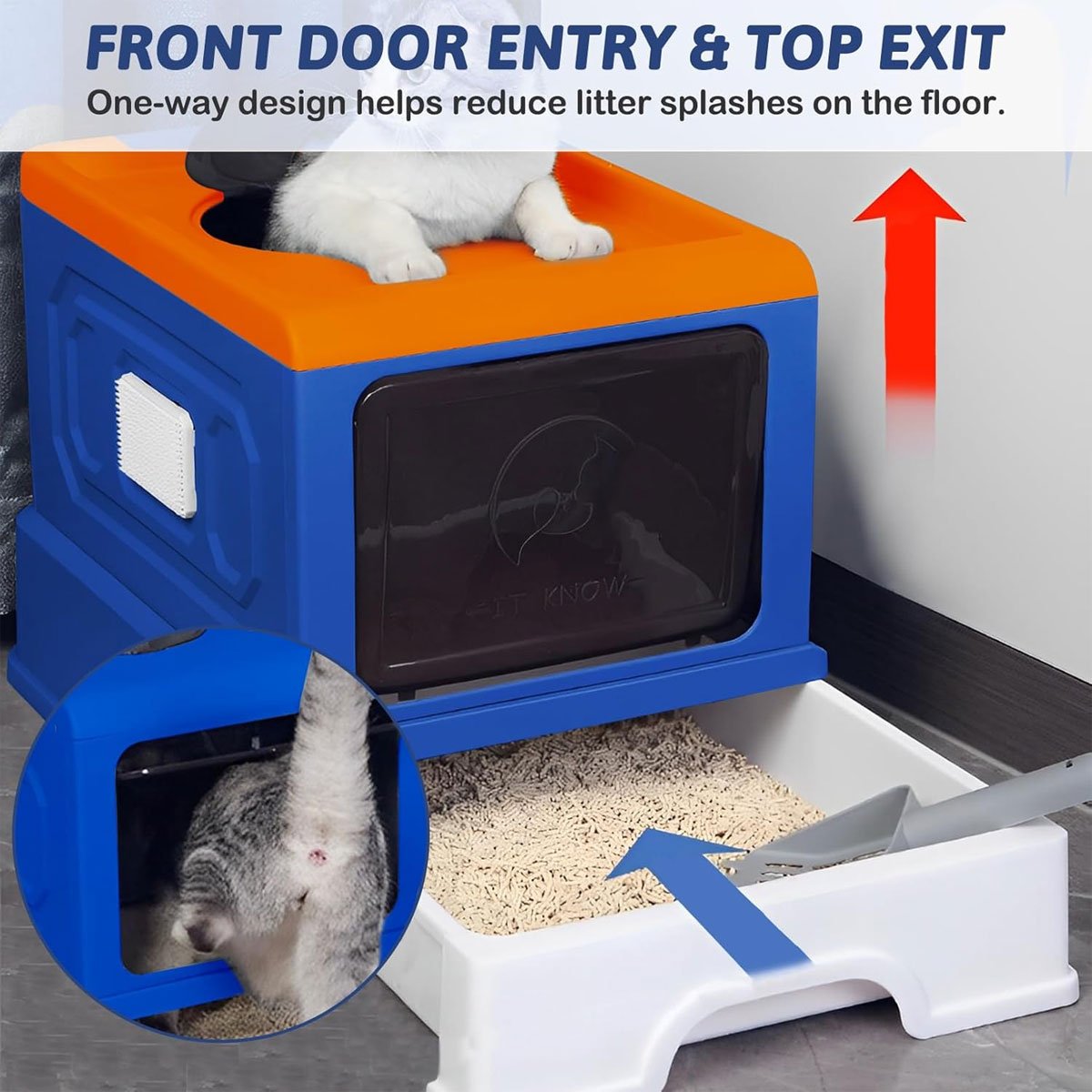 Foldable Enclosed Kitty Litter Box with Drawer for Cats