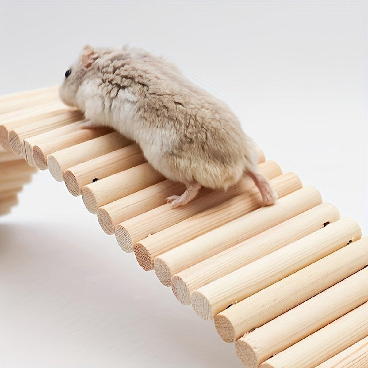 Wooden Hamster Toy Furniture Small Fence Climbing Stairs Arch Bridge for Pets