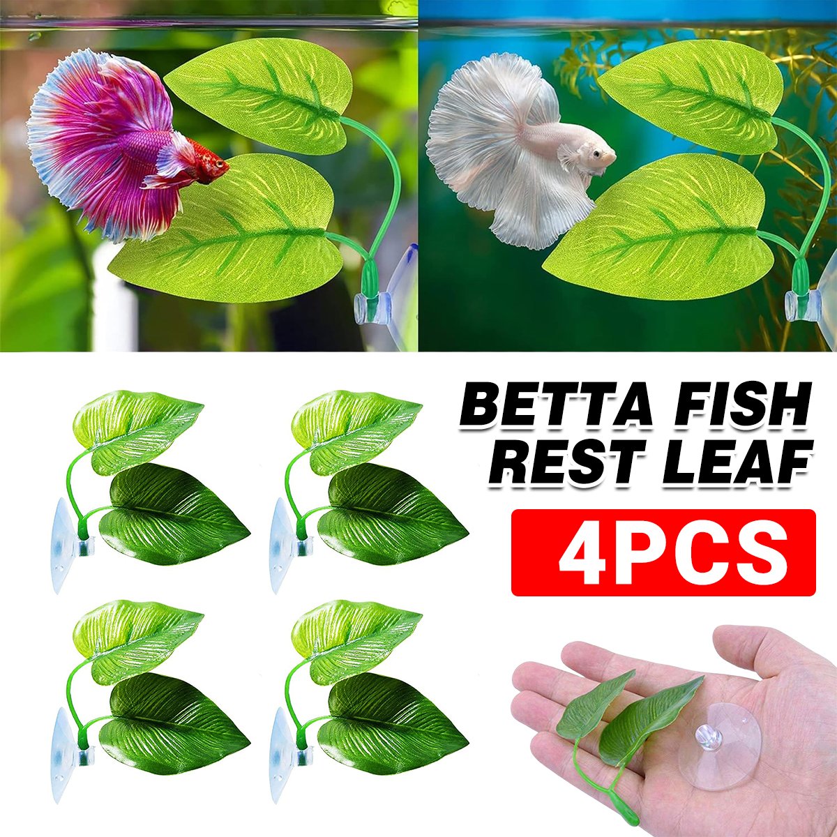 4pcs Artificial Betta Fish Leaves - Aquarium Decoration