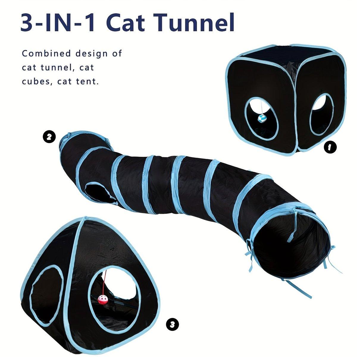 Versatile 3-in-1 Collapsible Cat Tunnel Interactive Play Space