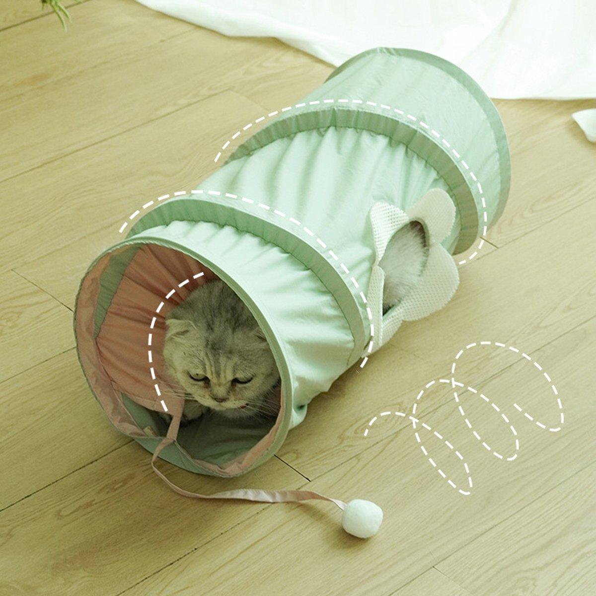 Spiral Folding Cat Play Tunnel Cooling Fabric Tunnel for Cats