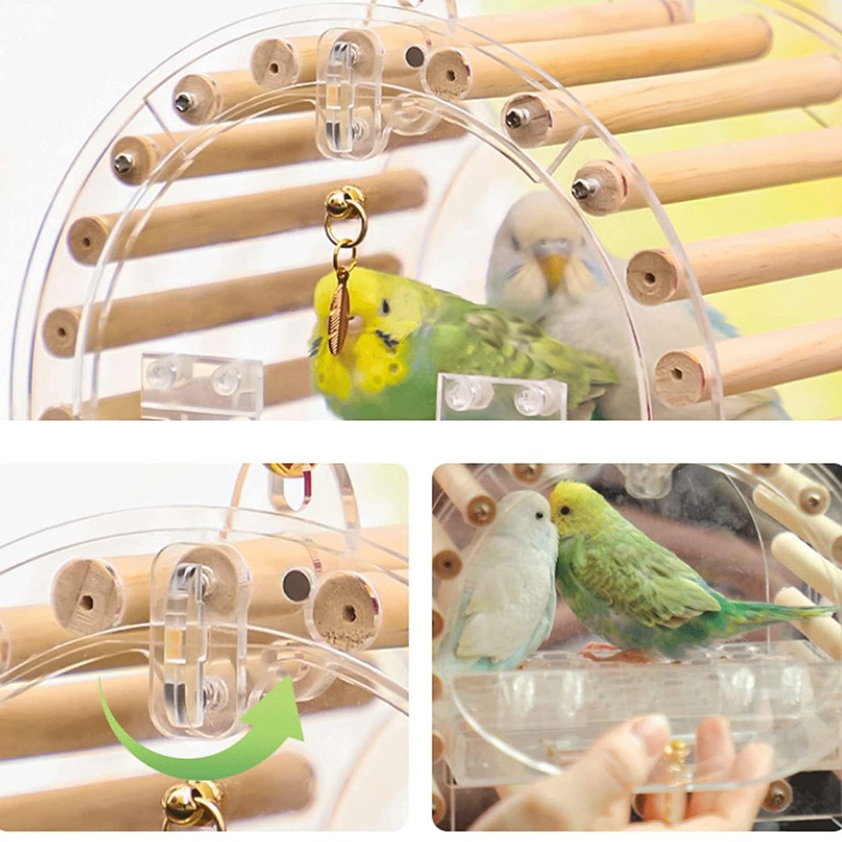 Lightweight Portable Acrylic Bird Cage with Bamboo Handle