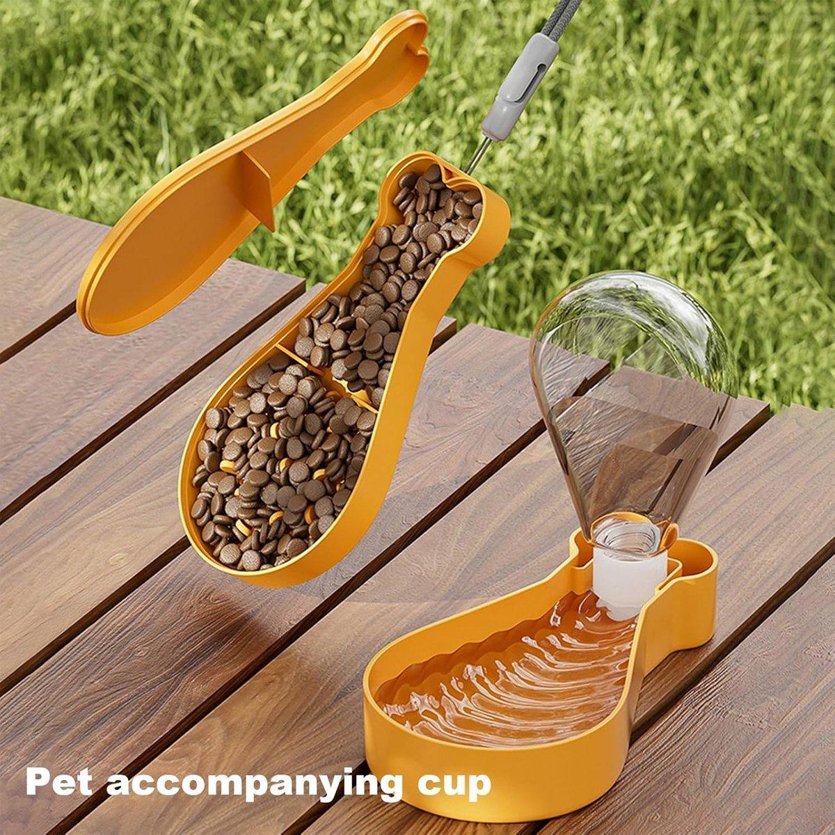 Portable Pet Water Bottle Outdoor Feeder Dual Purpose Drinking Cup Travel Use