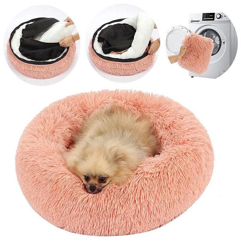 Dog Cat Pet Calming Bed Washable Warm Soft Plush Round