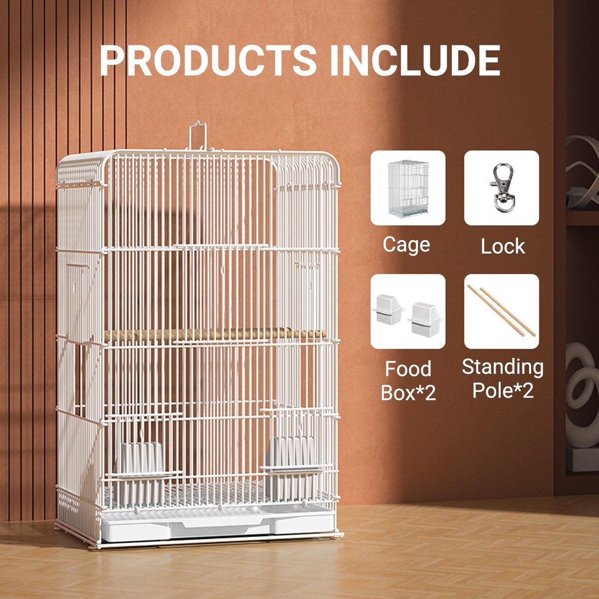 Spacious Metal Bird Cage for Parakeets & Finches Easy to Clean Design