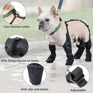 Waterproof Dog Shoes with Adjustable Suspenders Anti-Slip Dog Boots