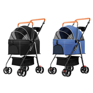 2-in-1 Foldable Pet Stroller with Detachable Carrier