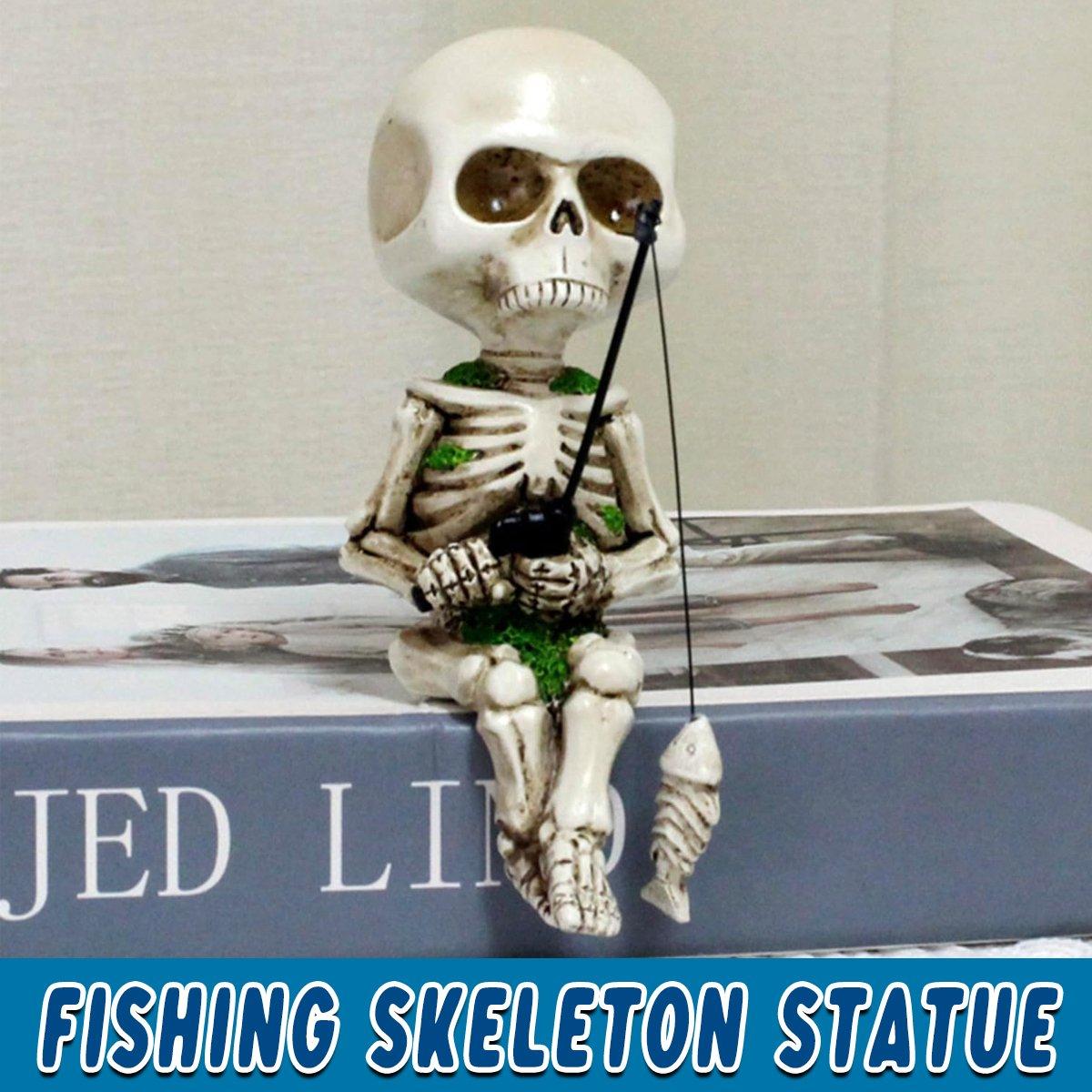 Skull Fishing Resin Ornament