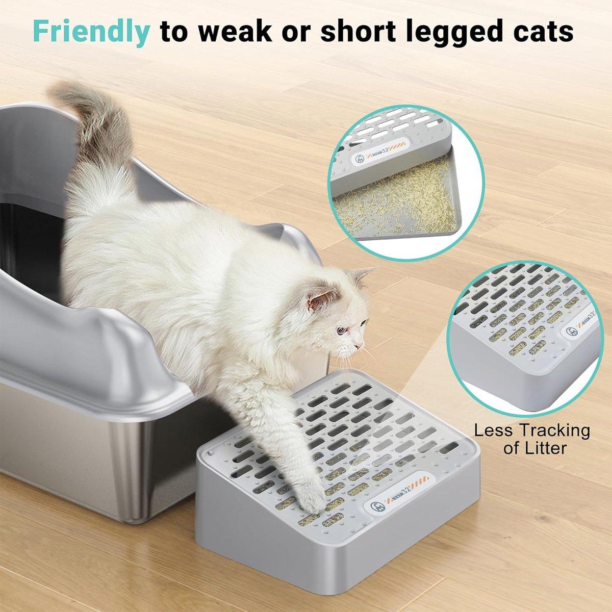 Stainless Steel Large Cat Litter Box Durable & Easy to Clean Design