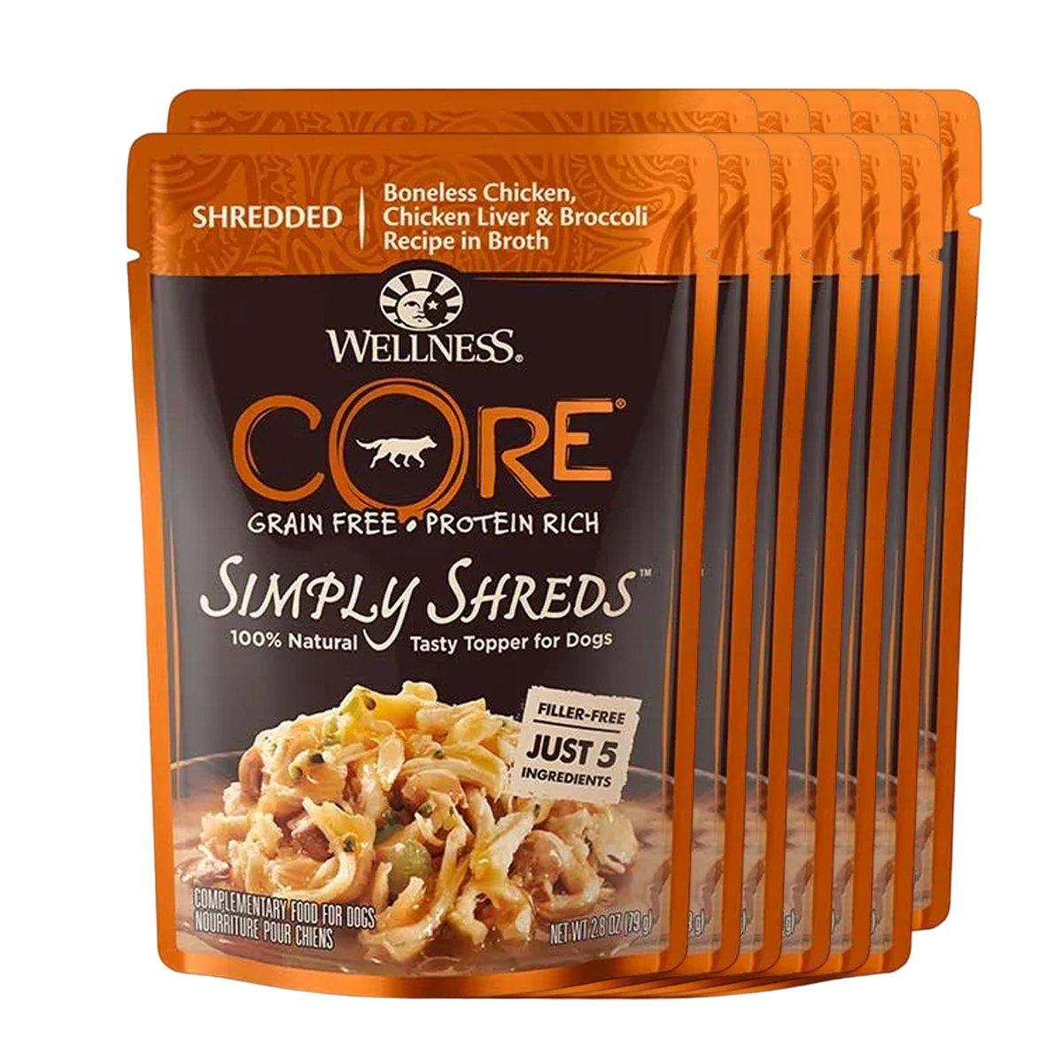 Wellness Core Simply Shreds Shredded Chicken Liver Wet Dog Food 79g*12pcs