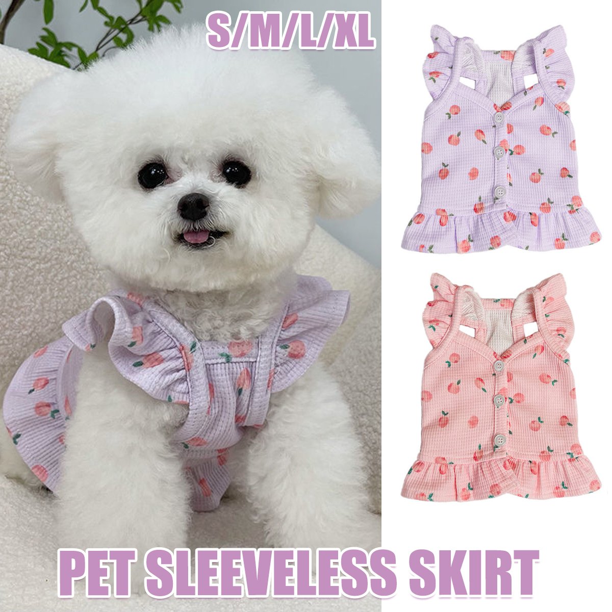 Lightweight Pet Clothes Flying Sleeve Skirt for Small Dogs Puppy Summer Vest