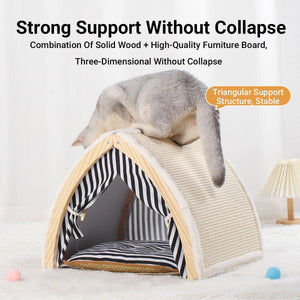 Foldable Cat House Tent Pet Villa Indoor Cat Shelter with Cushion Cat Litter Bed