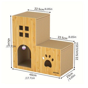 Multi-Function Cat Villa Double-Layer Cat House with Scratching Post