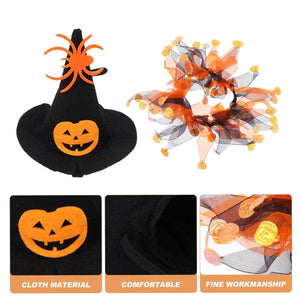 Halloween Cat Costume - Skull Pattern Hat and Scarf Set