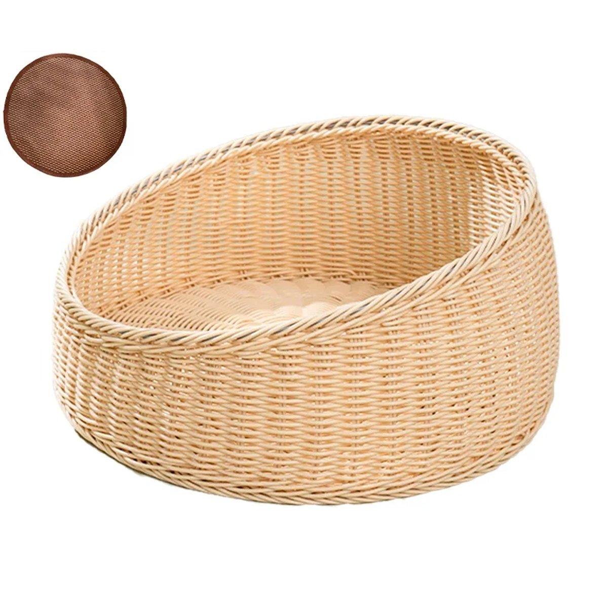 Rattan Cat Bed Open Cat House Summer Bed for Cats Pet Supplies