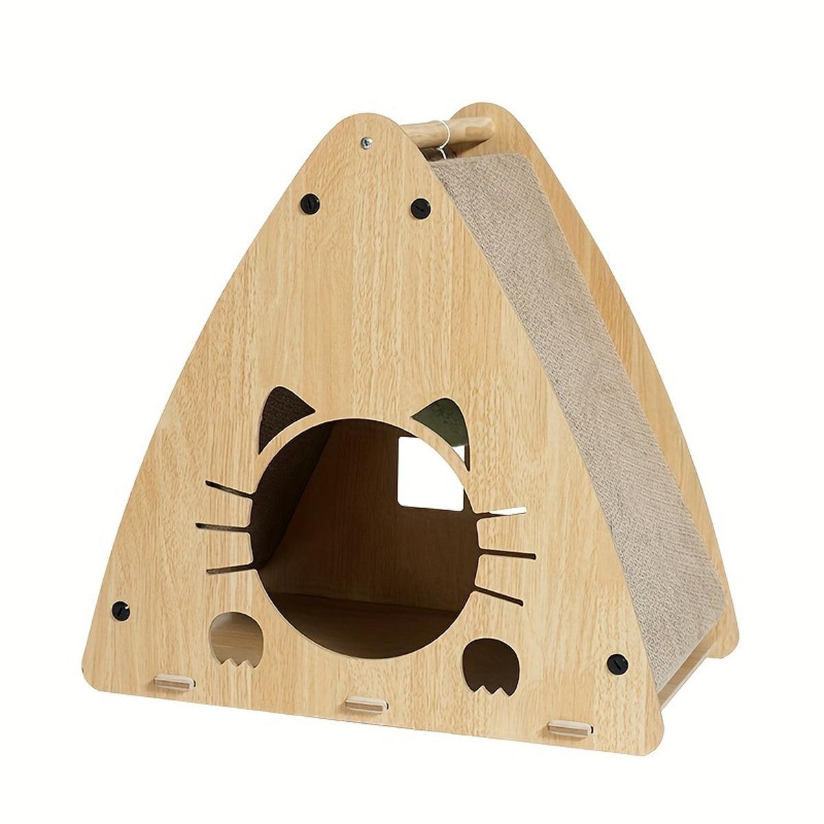 Wooden Triangle Cat Scratching Board Cat Nest 2in1 Claw Sharpening Cat Toys