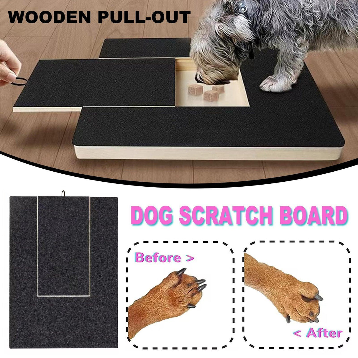 Wooden Pull-out Dog Scratch Board Wear-resistant Dog Claw Repair Board