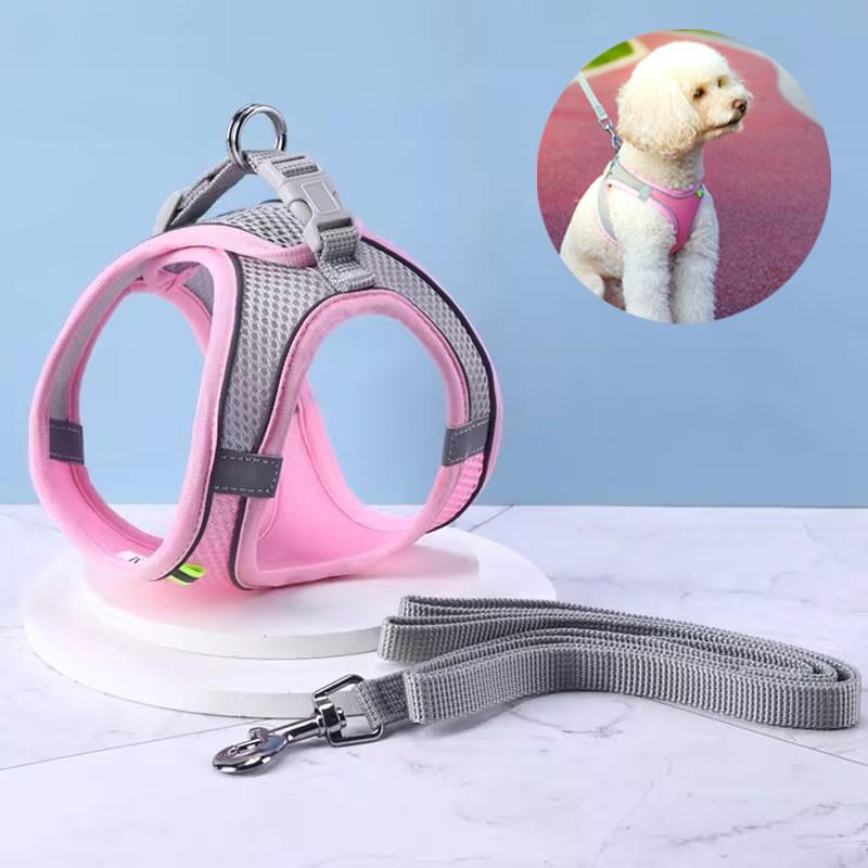 Pet Dog Harness Adjustable Reflective Breathable Outdoor Collars Strap Cat Leash