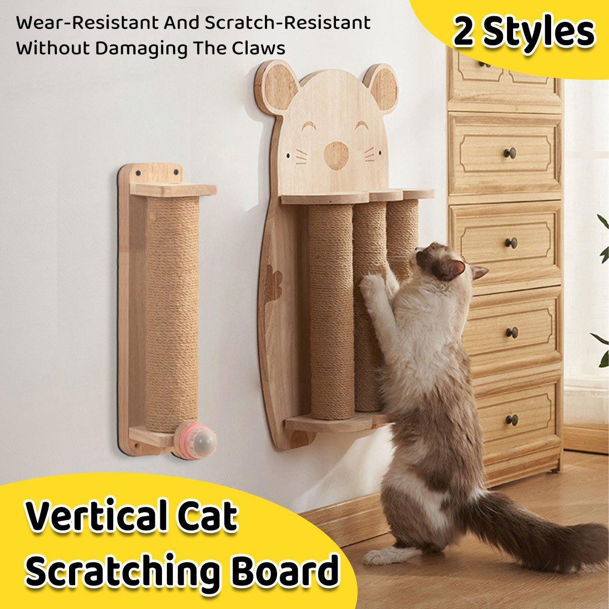 Vertical Sisal Cat Scratching Board Solid Wood