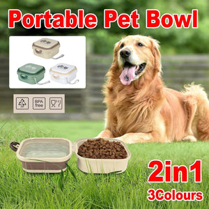 2-in-1 Collapsible Pet Food and Water Bowl Portable & Durable Design