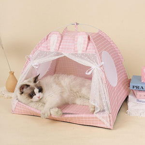 Warm Cozy Portable Pet Tent House Nest Bed Cushioned Dogs Cats Play & Sleep