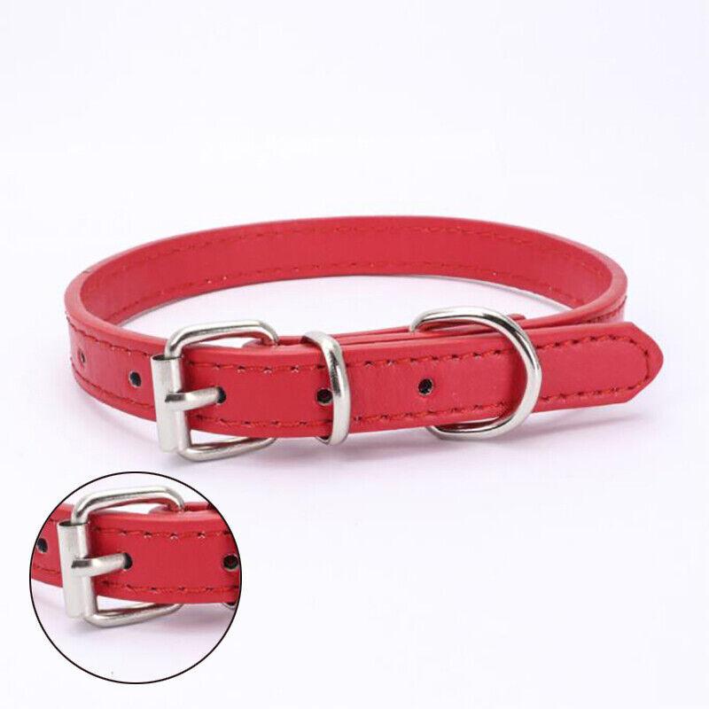 Adjustable Leather Pet Collar for Dogs & Cats Durable PU Leather in 3 Colours