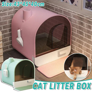 Enclosed Cat Litter Box with Pull-Out Drawer for Odour Control