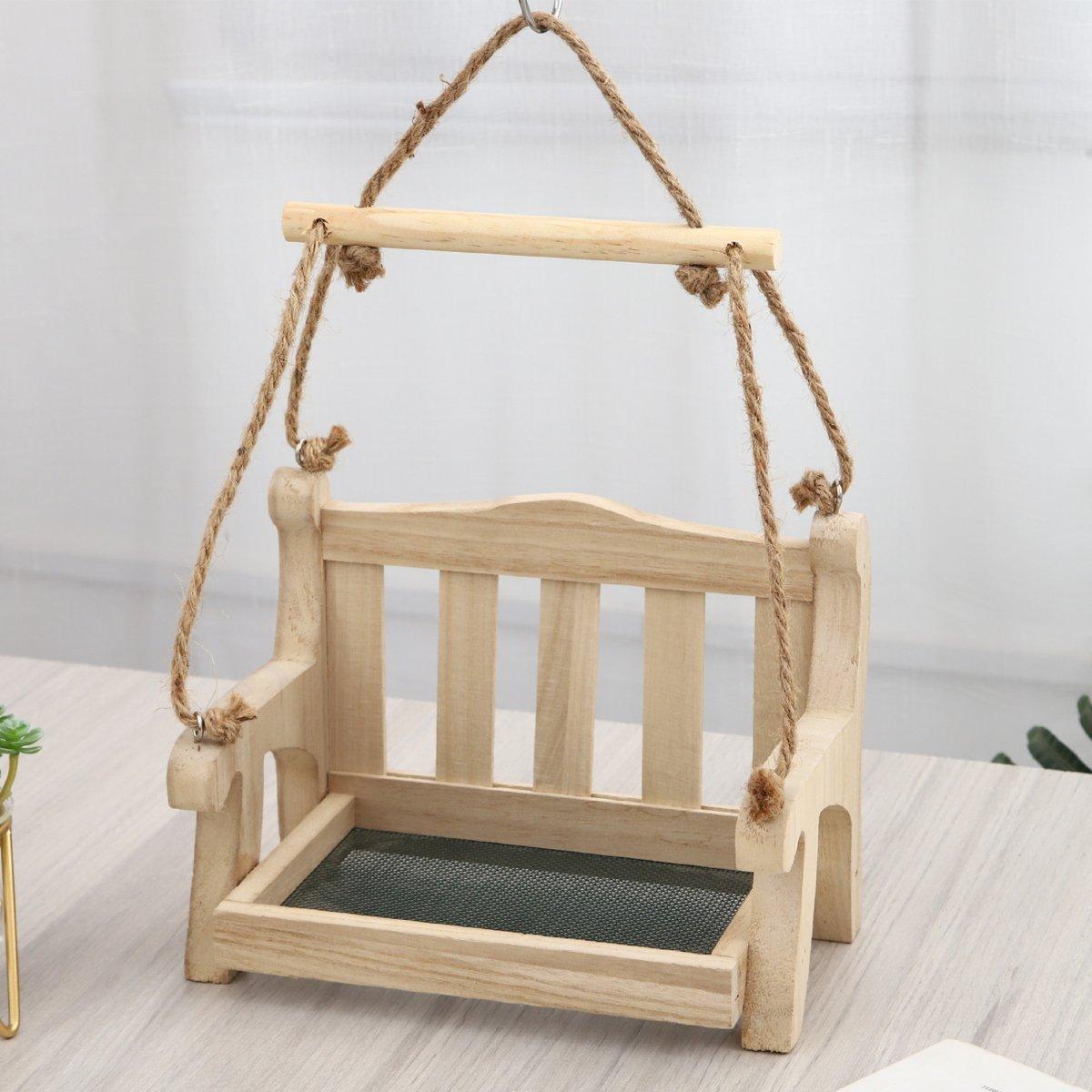 Outdoor Wooden Bird Feeder Swing Design Durable for Gardens & Patios